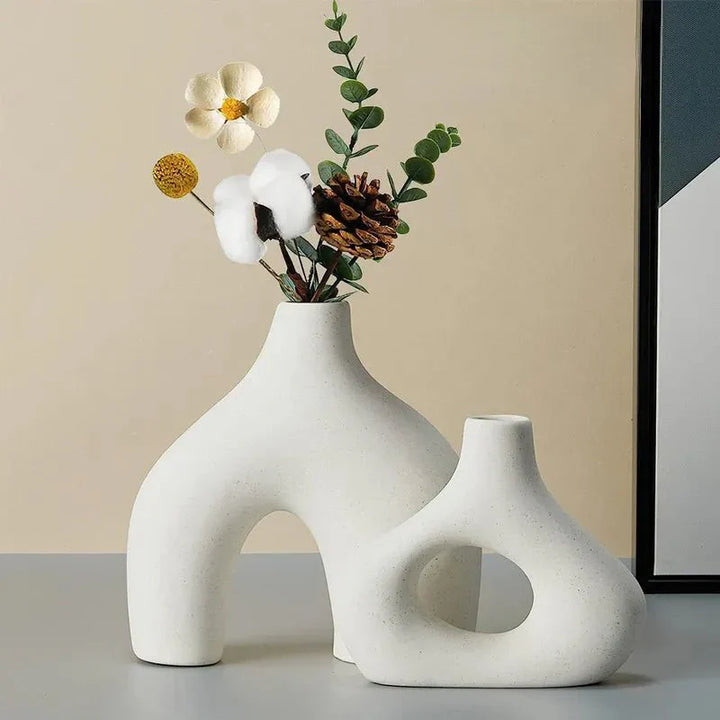 Uregelmessig Minimalistisk Keramikkvase Sett for Modern Dekor | Luvikno