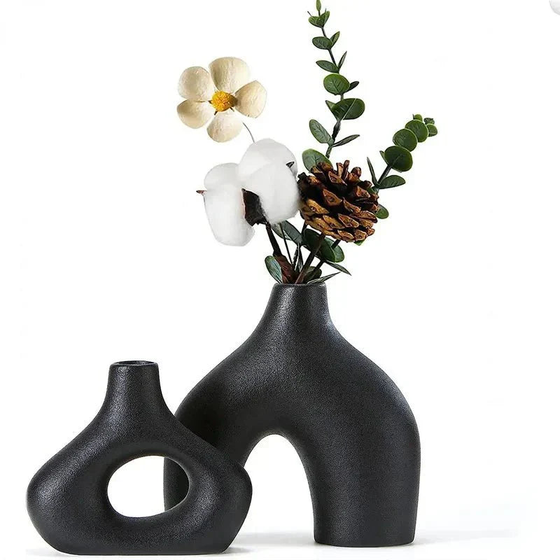 Uregelmessig Minimalistisk Keramikkvase Sett for Modern Dekor | Luvikno