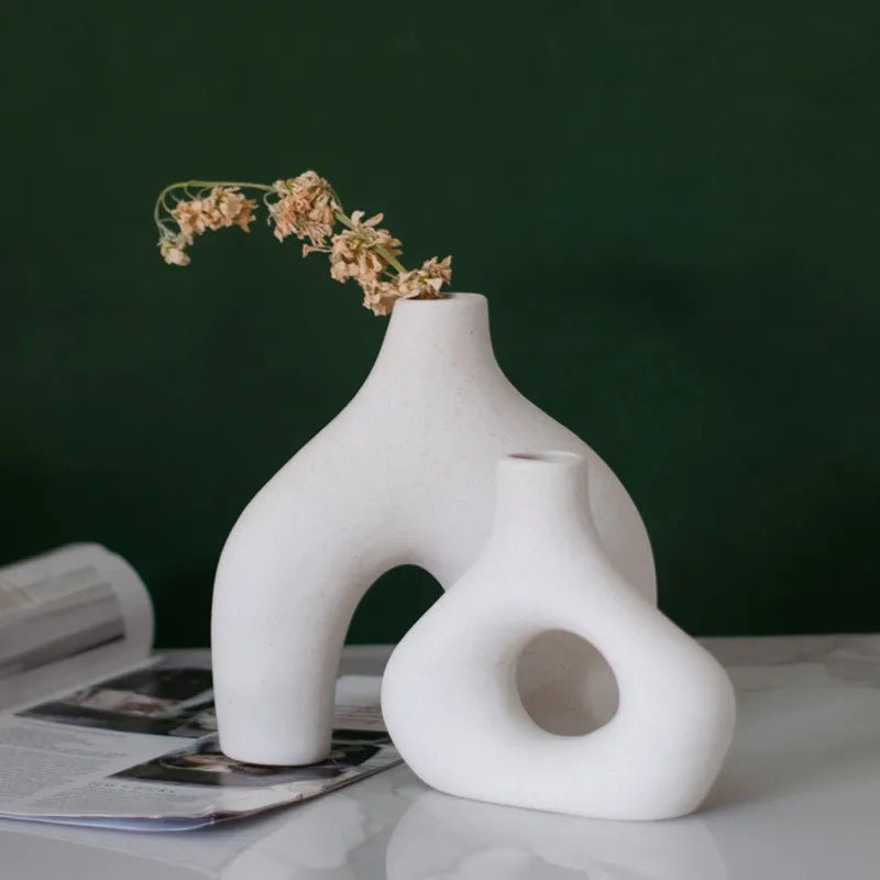 Uregelmessig Minimalistisk Keramikkvase Sett for Modern Dekor | Luvikno