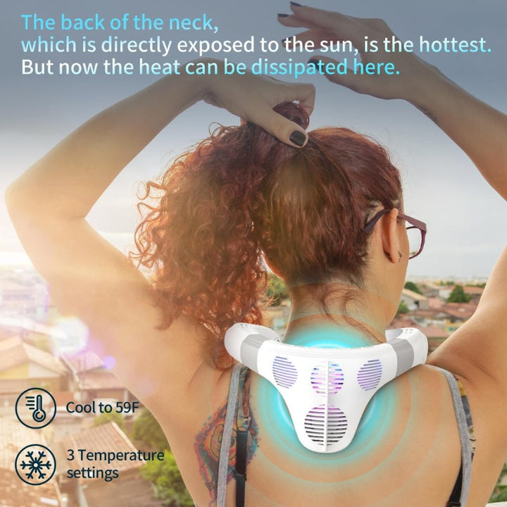 Dual-Cooling Neck Fan med 5200mAh Batteri & Kjøleplate | Luvikno