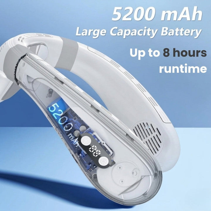 Dual-Cooling Neck Fan med 5200mAh Batteri & Kjøleplate | Luvikno