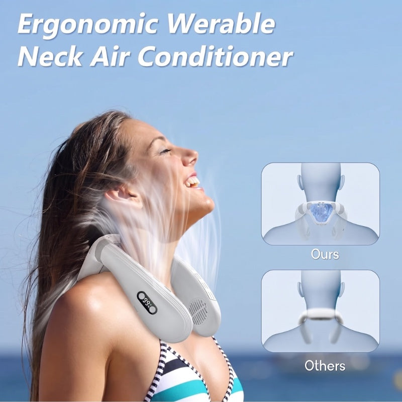 Dual-Cooling Neck Fan med 5200mAh Batteri & Kjøleplate | Luvikno