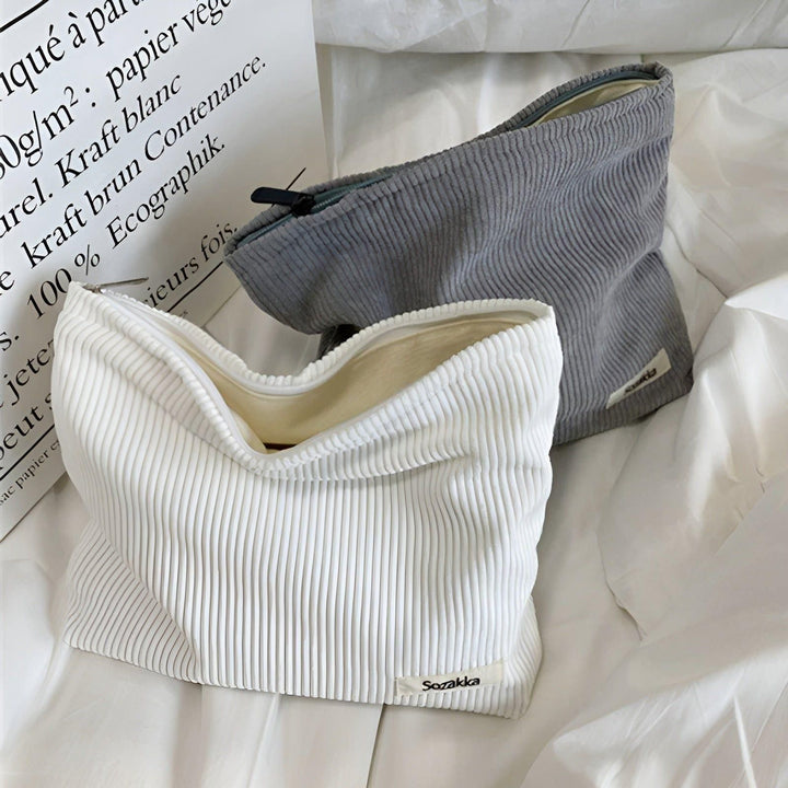 CorduroyGlam Bag - Cord Romslig Organiseringsveske for Kosmetikk | Luvikno