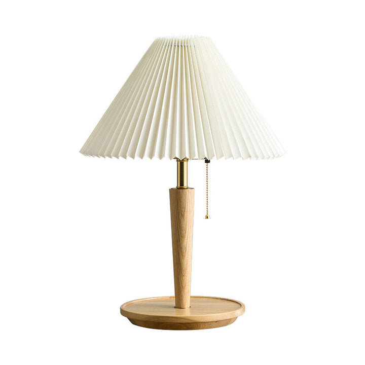 Luvikno | Elegant Vintage Woodly Bordlampe - Bordlampe med Plisert Design