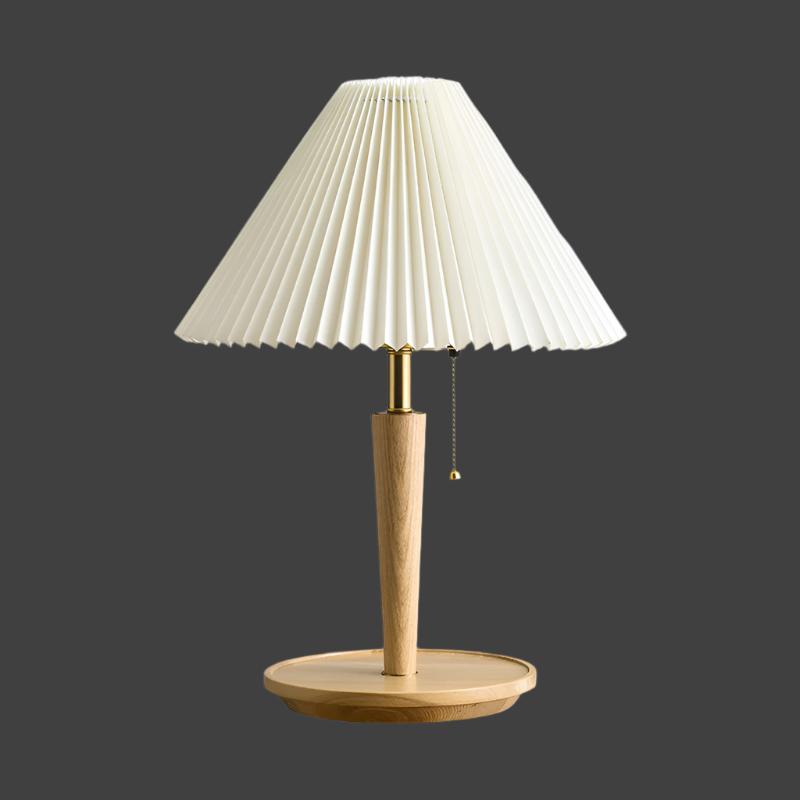 Luvikno | Elegant Vintage Woodly Bordlampe - Bordlampe med Plisert Design