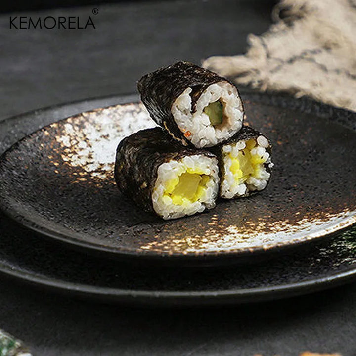 Japansk Stil Keramikk Sirkulær Middagsfat Dessertfat Tallerken | Luvikno