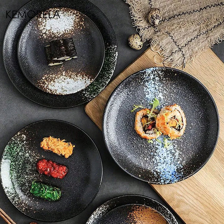 Japansk Stil Keramikk Sirkulær Middagsfat Dessertfat Tallerken | Luvikno