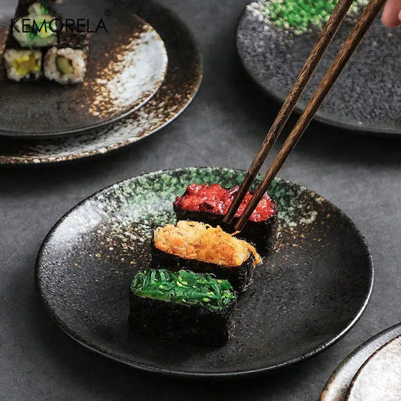 Japansk Stil Keramikk Sirkulær Middagsfat Dessertfat Tallerken | Luvikno