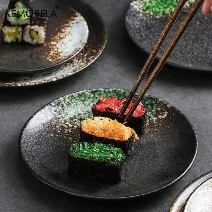 Japansk Stil Keramikk Sirkulær Middagsfat Dessertfat Tallerken | Luvikno