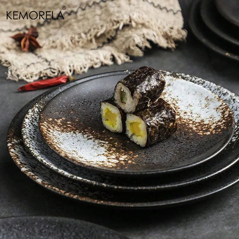 Japansk Stil Keramikk Sirkulær Middagsfat Dessertfat Tallerken | Luvikno