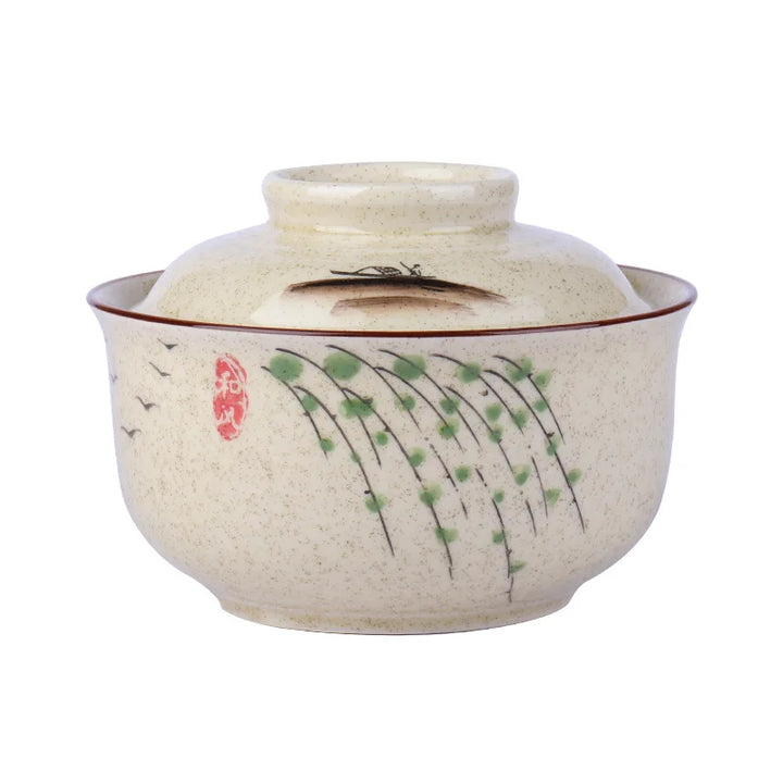 Japansk stil ramenbolle med lokk keramisk nuddelbolle servise | Luvikno