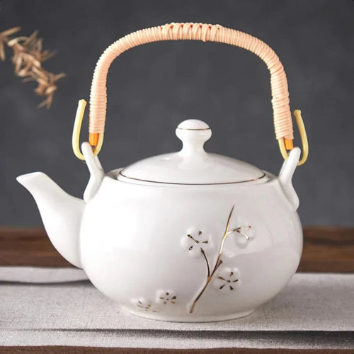 Japansk tekanne hvit porselen kinesisk tekanne med rustfritt stål infuser | Luvikno