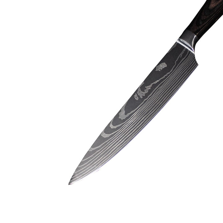 Luvikno | Damascus Steel Kokkekniv | 20 cm Blad, Ergonomisk Harpikshåndtak & Ideell for Hjemmekoking