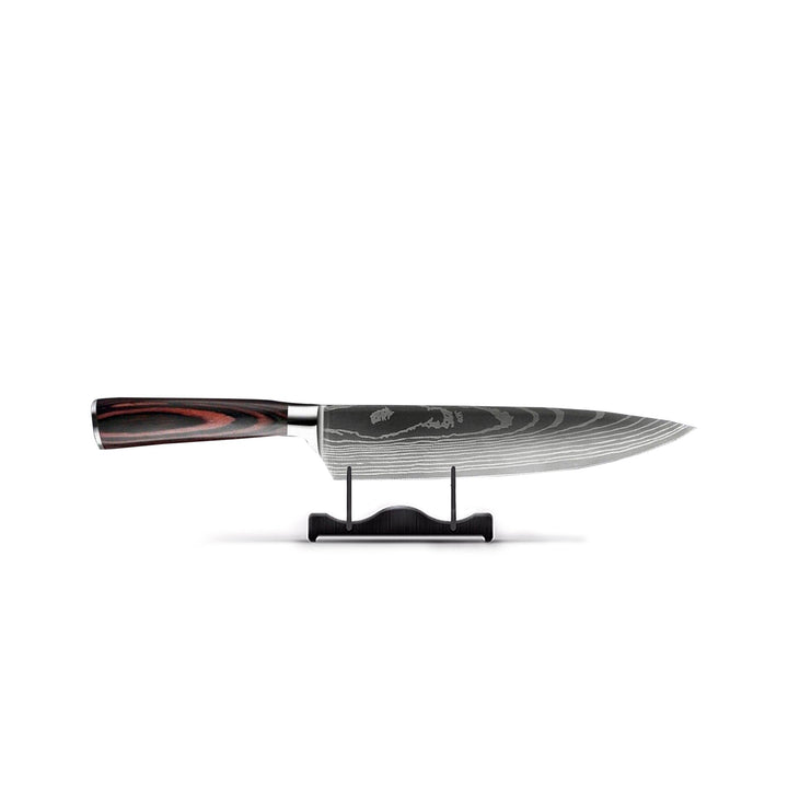 Luvikno | Damascus Steel Kokkekniv | 20 cm Blad, Ergonomisk Harpikshåndtak & Ideell for Hjemmekoking