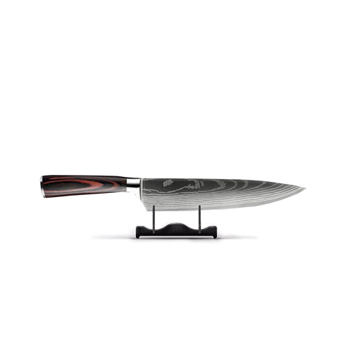 Luvikno | Damascus Steel Kokkekniv | 20 cm Blad, Ergonomisk Harpikshåndtak & Ideell for Hjemmekoking