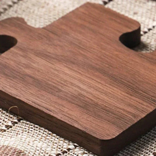 Jigsaw Form Valnøtt Tre Underlag Sett - Rustikk Sjarm Design | Luvikno