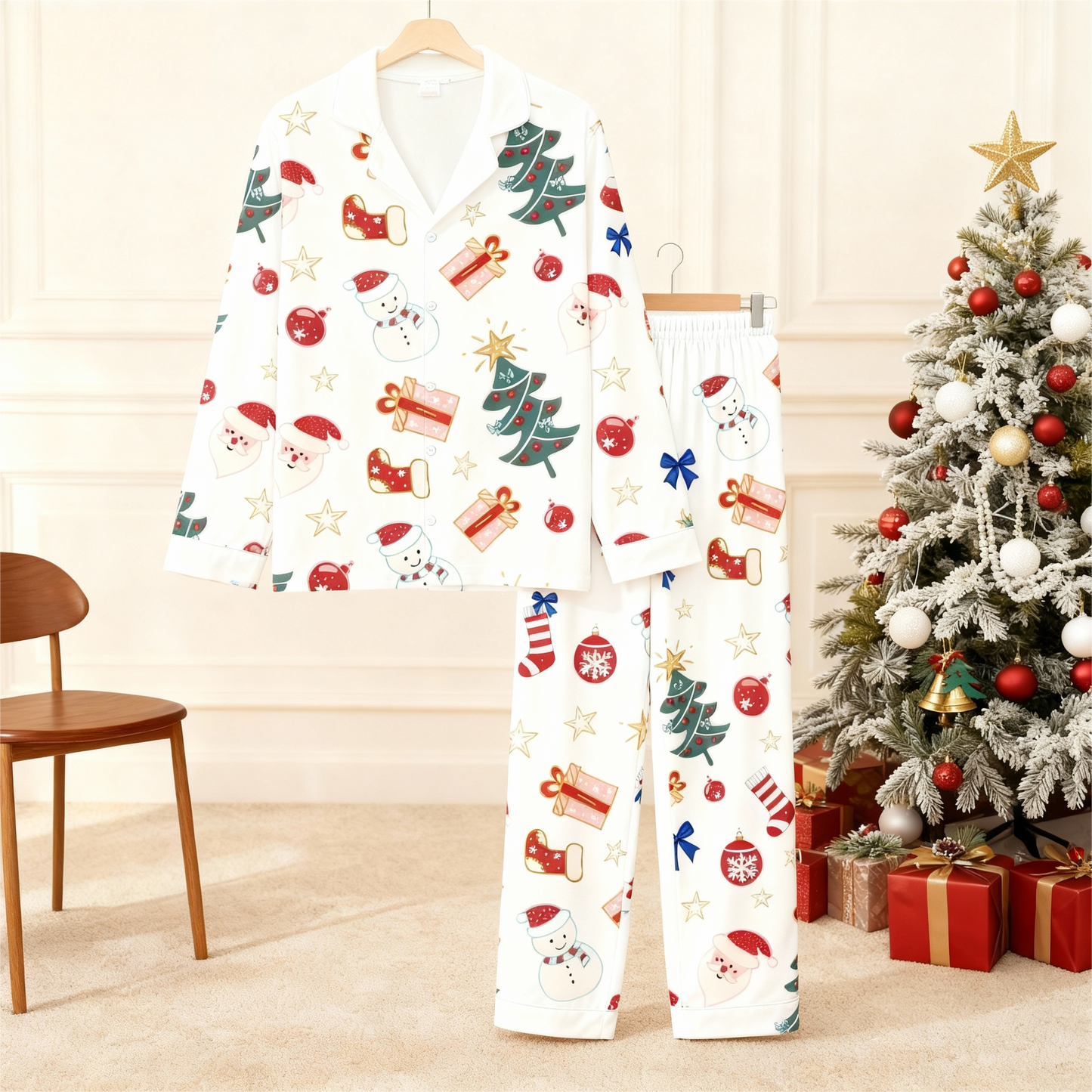 Luvik | Joulukaulus nappikaulus pyjamatakki perheelle