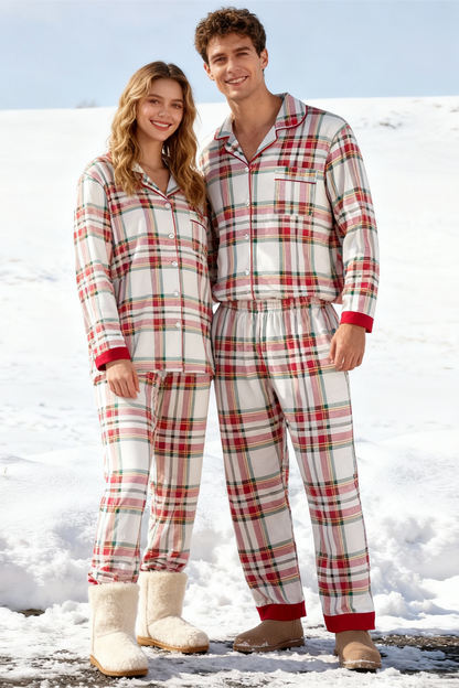 Luvik | Jouluruudullinen Perhepyjama-setti - Napitus Etureunassa
