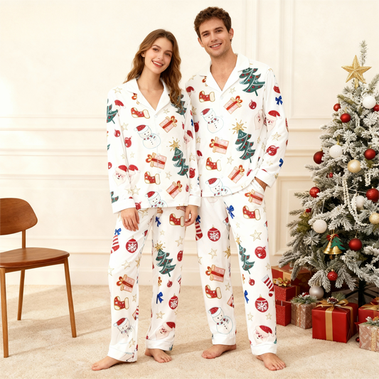 Luvik | Joulukaulus nappikaulus pyjamatakki perheelle