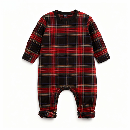 Luvik | Joulu Punainen Ruudullinen Napillinen Perhe Pyjama Setti