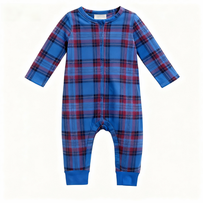 Luvik | Loma Perhe Sininen Ruudullinen Joulupyjama Setti