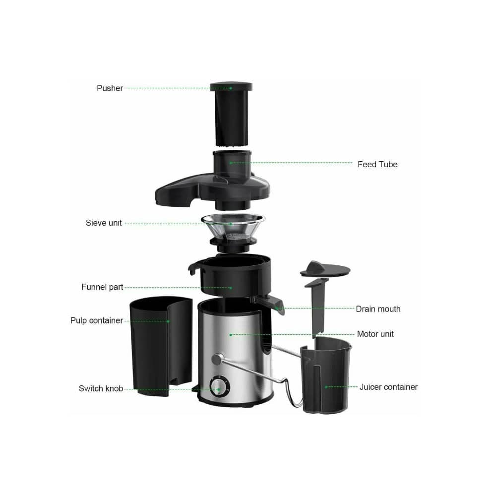 Juicer med kanne 800W (1,25 liter pulpcontainer) | Luvikno