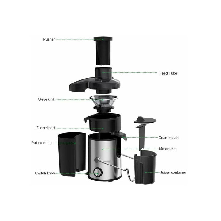 Juicer med kanne 800W (1,25 liter pulpcontainer) | Luvikno
