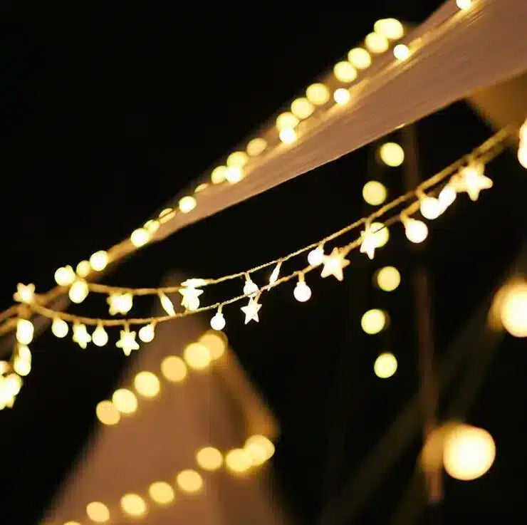 LED lyskæder 4 meter med stjerner - Solcelledrevet - | Luvikno