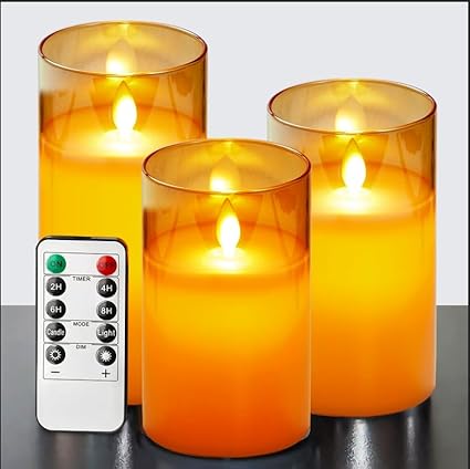 Luvikno | LuxeLumen LED Lysestake Set | Elegante LED lys med fjernkontroll for atmosfærisk stemning