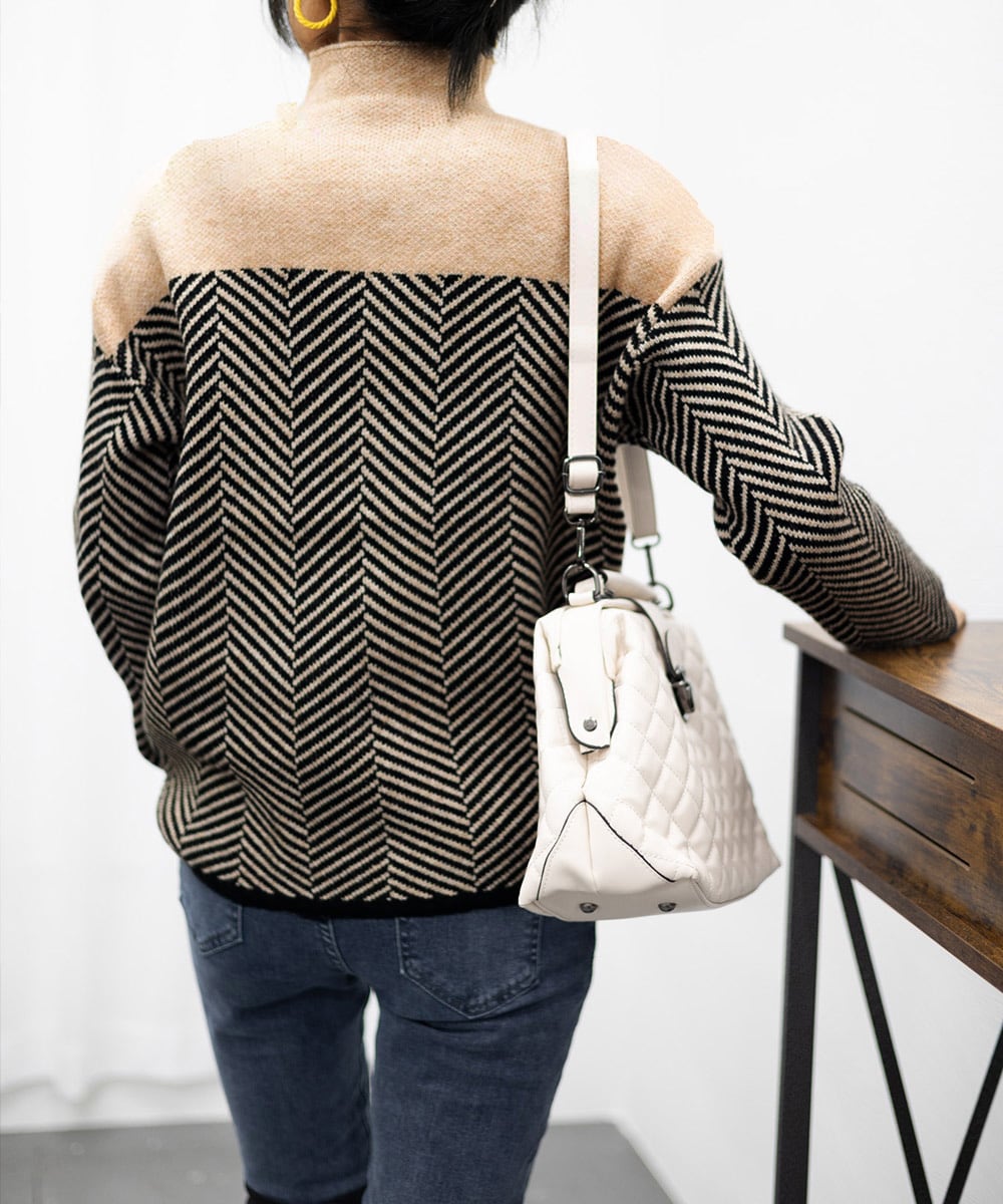 Luvik | Retro Värilohko Puolikaulusneule