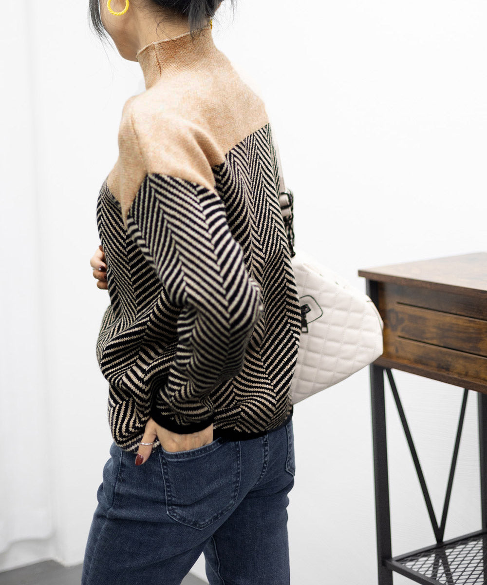 Luvik | Retro Värilohko Puolikaulusneule