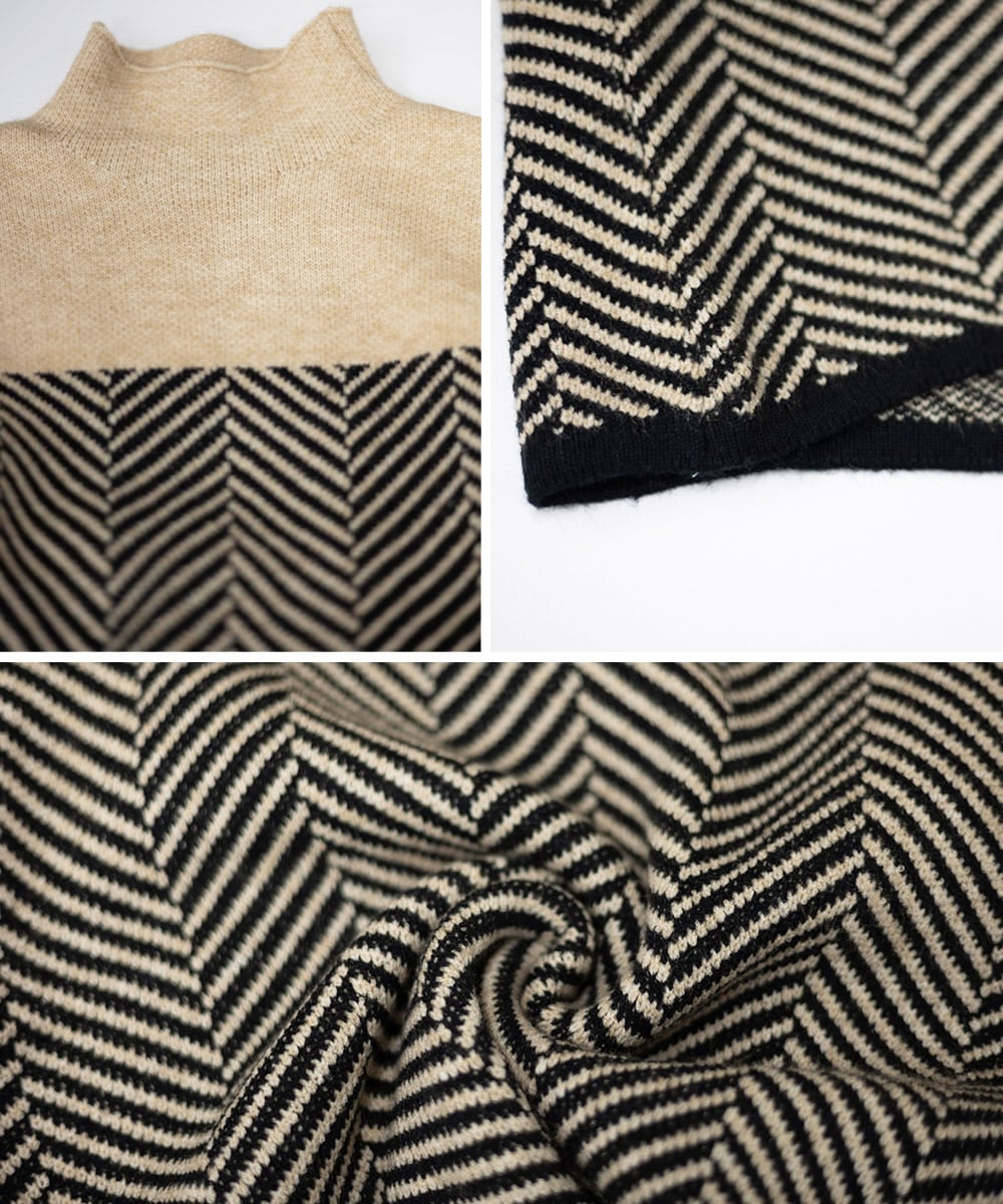 Luvik | Retro Värilohko Puolikaulusneule