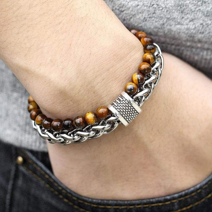 Tiger Eye Beadet Armbånd for Menn "Krigeren" - Asher Luvikno