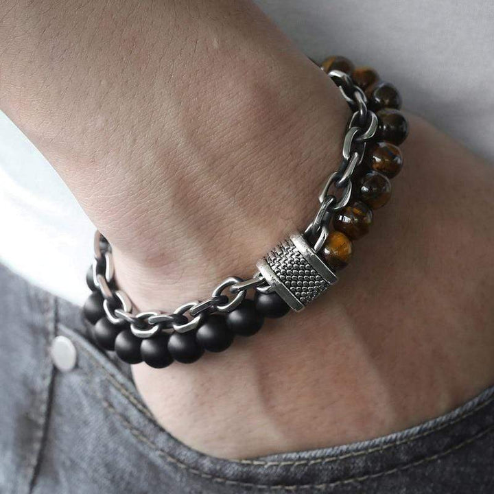 Tiger Eye Beadet Armbånd for Menn "Krigeren" - Asher Luvikno