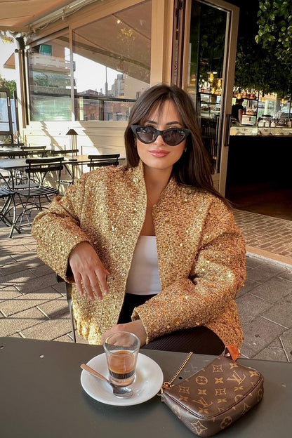 Luvik | Kaulukset Metalliset Pailleteilla Takki