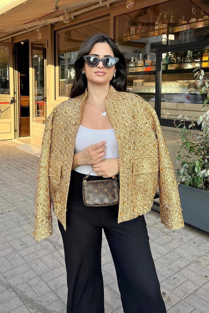 Luvik | Kaulukset Metalliset Pailleteilla Takki