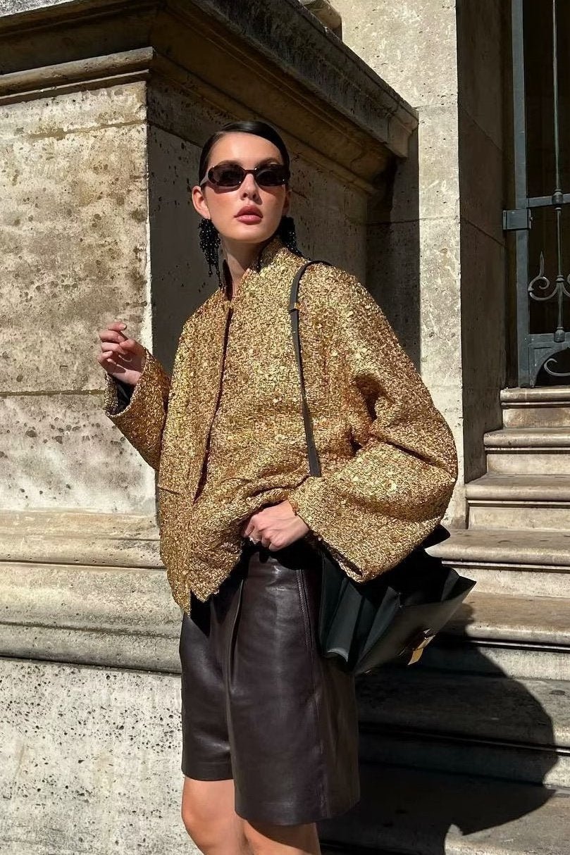 Luvik | Kaulukset Metalliset Pailleteilla Takki