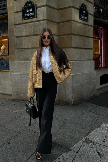 Luvik | Kaulukset Metalliset Pailleteilla Takki