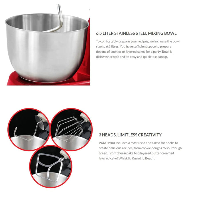 Royalty Line Kjøkkenmaskin 1.900 W 6.5 Liter (Mikser) | Luvikno