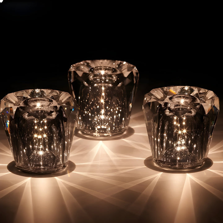 Luvikno | Krystall Bordlampe VÉLORIA | Diamantutseende & 360° Lyslek | Trådløs & USB Oppladbar | Opptil 12 timer. Lysvarighet