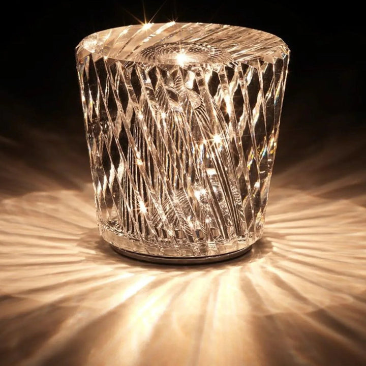 Luvikno | Krystall Bordlampe VÉLORIA | Diamantutseende & 360° Lyslek | Trådløs & USB Oppladbar | Opptil 12 timer. Lysvarighet
