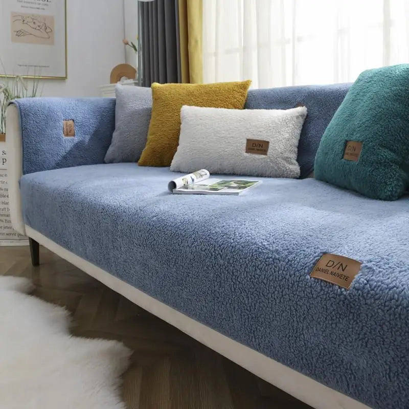 Vannavstøtende tykk Sherpa fleece sklisikker sofaomslag | Luvikno