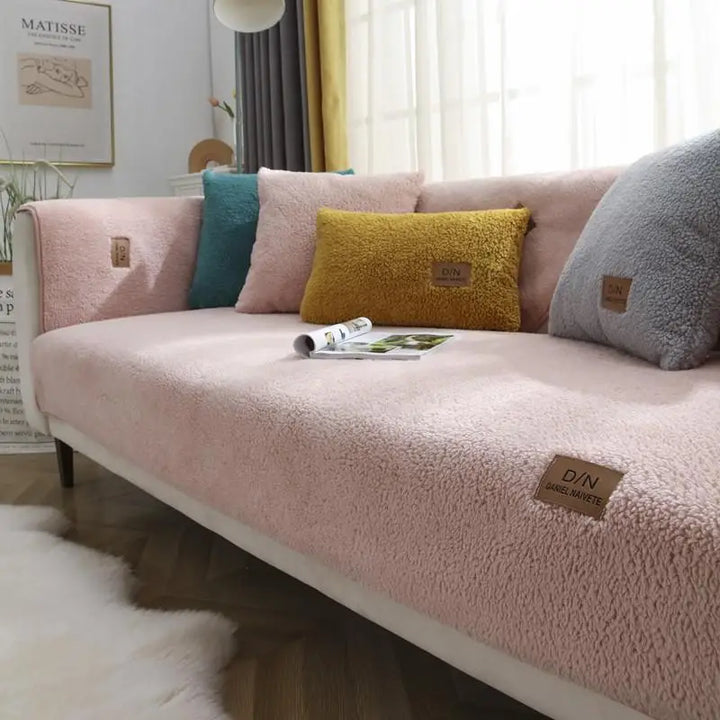 Vannavstøtende tykk Sherpa fleece sklisikker sofaomslag | Luvikno