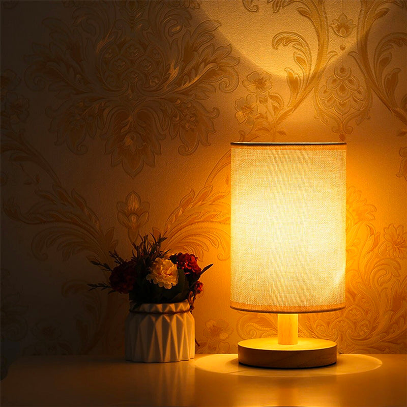 Skandinavisk Tre Nattbordlampe med Berøringskontroll Design | Luvikno