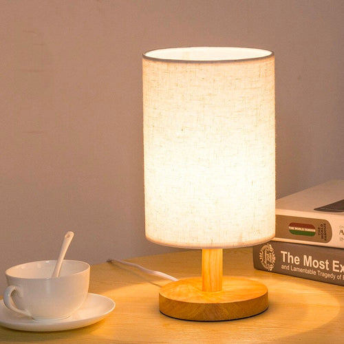 Skandinavisk Tre Nattbordlampe med Berøringskontroll Design | Luvikno