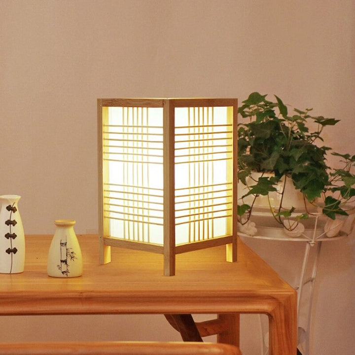 Japansk firkantet sengelampe med tekstilskjerm og mønstre | Luvikno