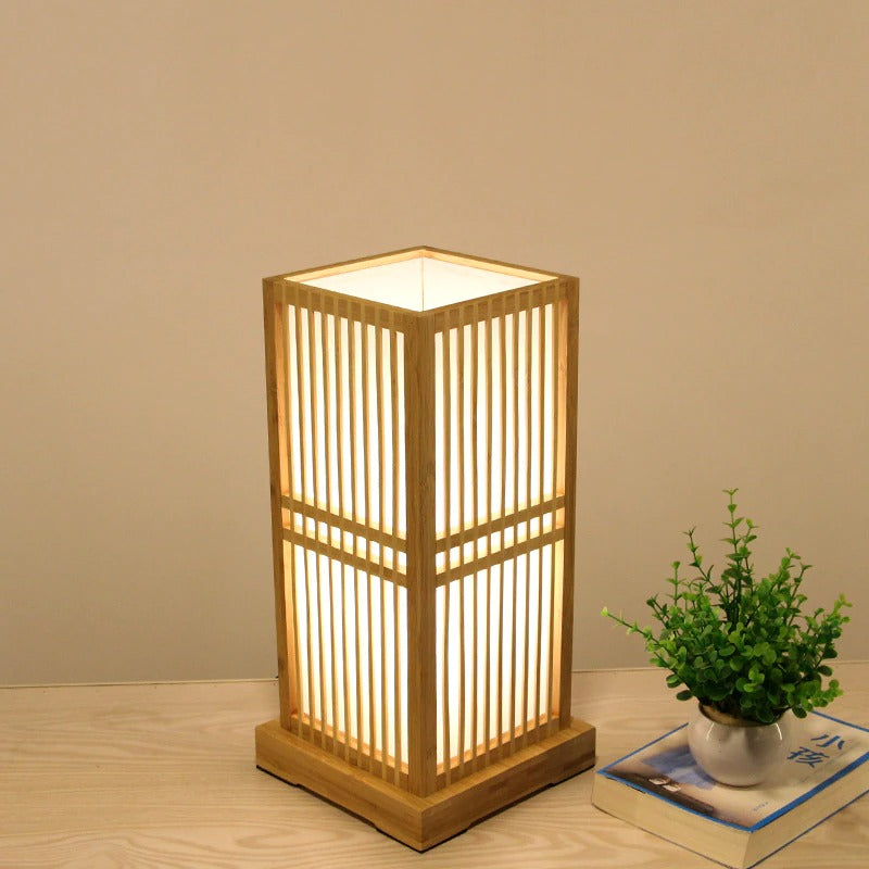 Tatami Japansk Nattbordlampe med Tre Bamboo Skjerm | Luvikno