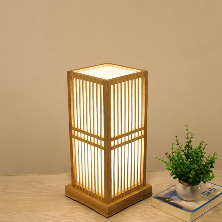 Tatami Japansk Nattbordlampe med Tre Bamboo Skjerm | Luvikno