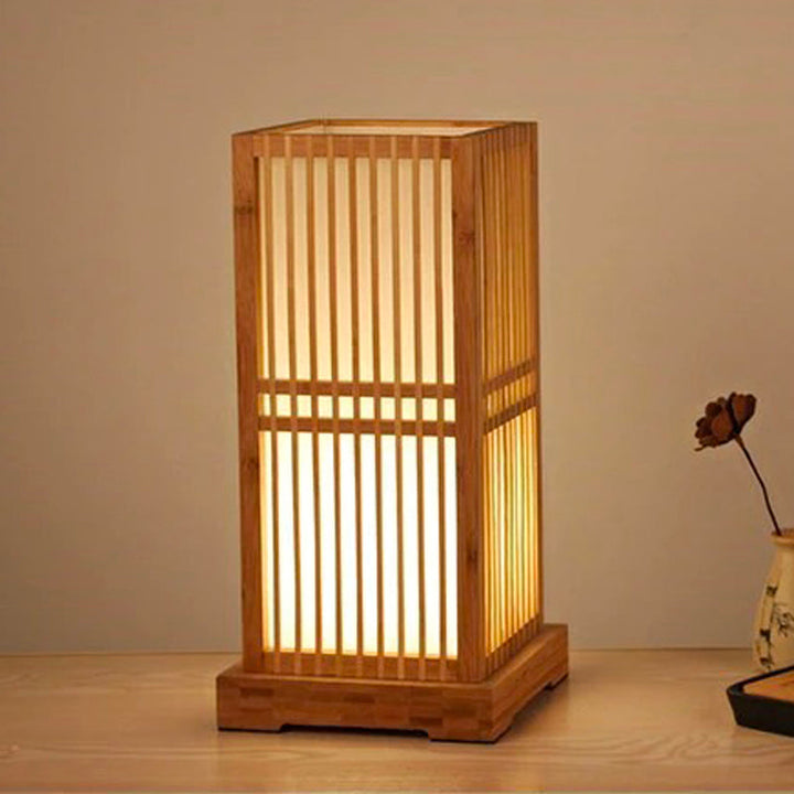 Tatami Japansk Nattbordlampe med Tre Bamboo Skjerm | Luvikno
