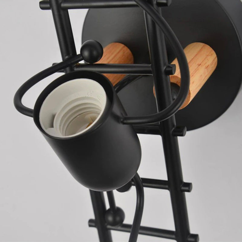 Industriell Original Vegglampe med Metall og Tre | Luvikno